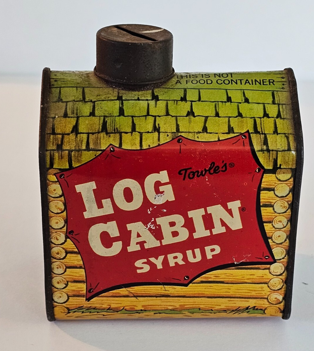 Vintage Towle's Log Cabin Syrup Bank 3 1/2" long Made in Hong Kong